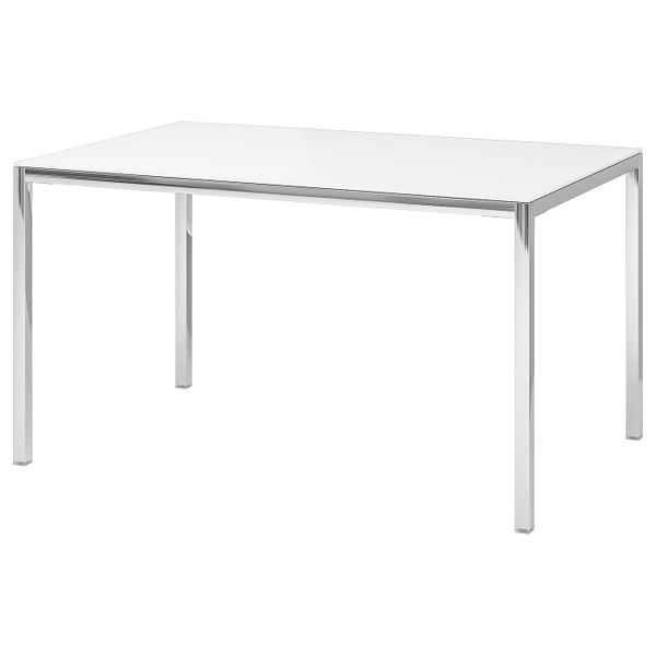 Стол, хромированный/стекло белый 120x70 см IKEA TORSBY ТОРСБИ 490.996.22 - фото 1