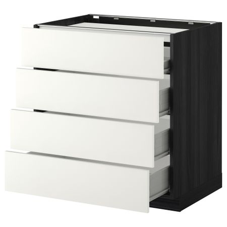 Напольный шкаф, 4 фронтальных панели, 4 ящика МЕТОД / ФОРВАРА, черный, Хэггеби белый