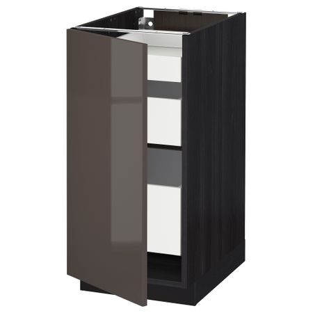 Напольный шкаф с 1 дверцей, 3 ящика МЕТОД / МАКСИМЕРА, черный, Рингульт серый