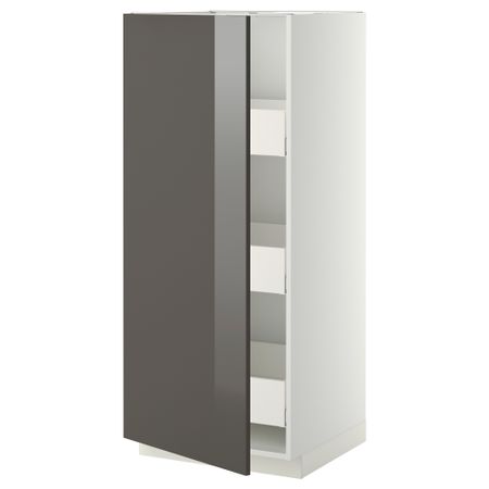 Высокий шкаф с ящиками МЕТОД / МАКСИМЕРА, белый, Рингульт серый