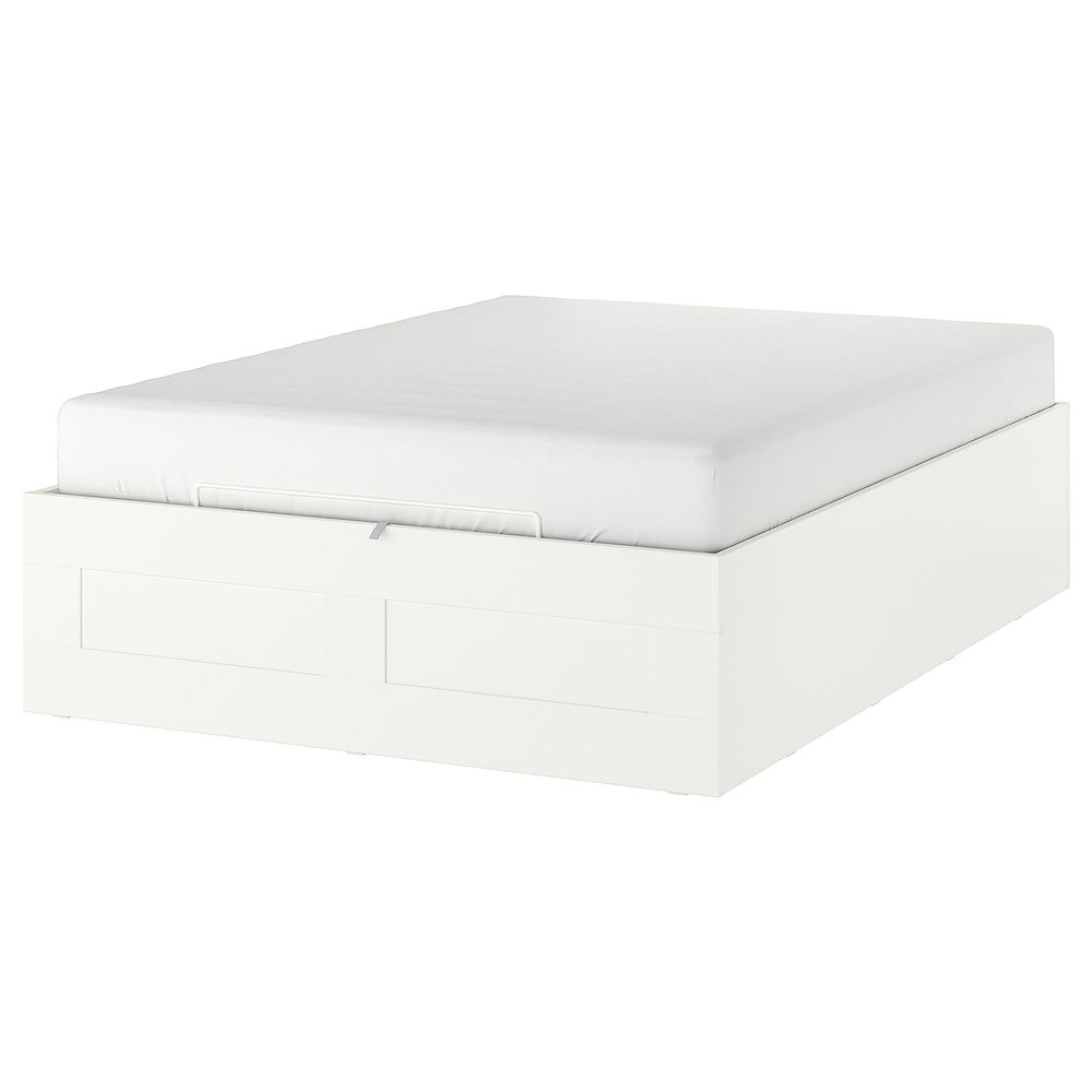 Кровать с подъемным механизмом, белый 160x200 см IKEA BRIMNES БРИМНЭС 704.852.11 - фото 1