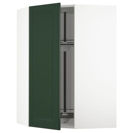 Угловой навесного шкаф с вращающейся секц, белый/Будбин темно-зеленый 68x100 см IKEA METOD МЕТОД 693.123.63