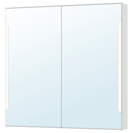 Зеркальный шкафчик, 2 дверцы, подсветка, 100x14x96 см, белый IKEA STORJORM СТОРЙОРМ 202.481.18