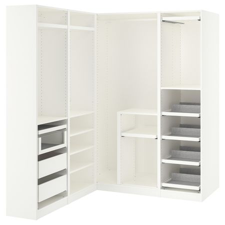 Гардероб угловой, белый 160/163x201 см IKEA ПАКС 893.311.05