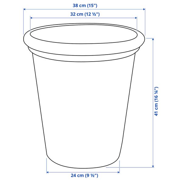 Кашпо, 32 см, для дома, улицы бежевый IKEA CHILIPEPPAR ЧИЛИПЕППЭР 505.356.36 - схема-чертеж с размерами