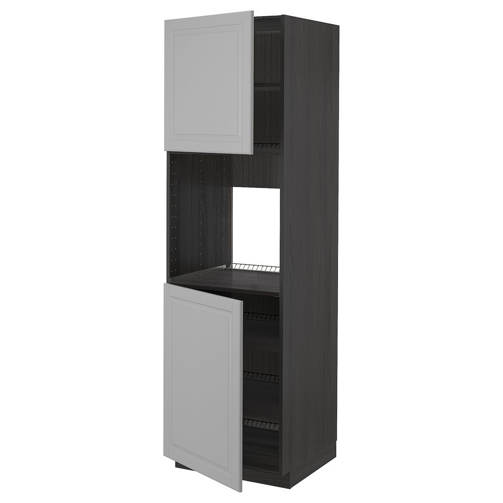 Высокий шкаф для духовки/2дверцы/полки, черный/Будбин темно-зеленый 60x60x200 см IKEA МЕТОД 893.133.66 - схема-чертеж с размерами