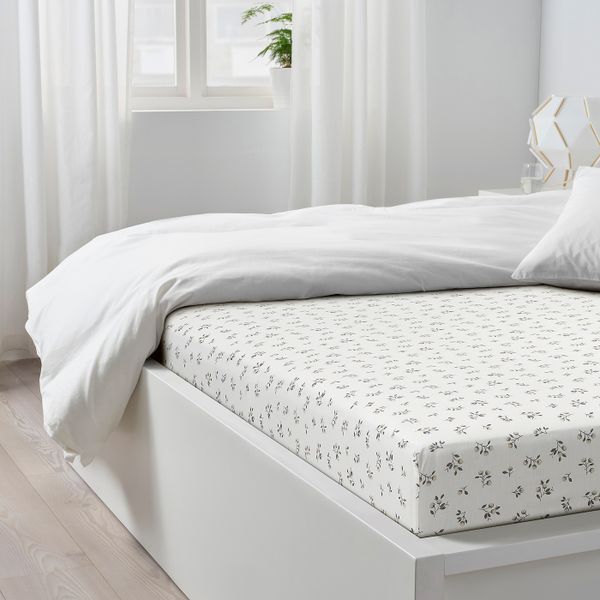 Простыня натяжная, с цветочным орнаментом 180x200 см IKEA SANDLUPIN САНДЛУПИН 904.707.70 - схема-чертеж с размерами