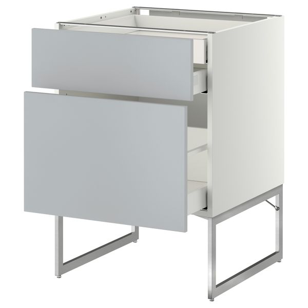 Напольный шкаф 2 фронтальных панели, 2 нижних,1 встроенный ящик МЕТОД / МАКСИМЕРА, белый, Веддинге серый - схема-чертеж с размерами