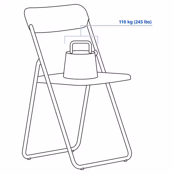 VIHALS Стул складной - белый - схема-чертеж с размерами