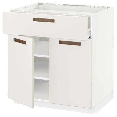 Напольный шкаф для варочной панели, ящик, полка, 2 дверцы МЕТОД / МАКСИМЕРА, белый, Мэрста белый