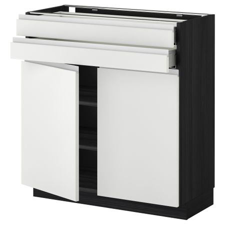 Напольный шкаф, 2 дверцы, 2 ящика МЕТОД / МАКСИМЕРА, черный, Нодста белый