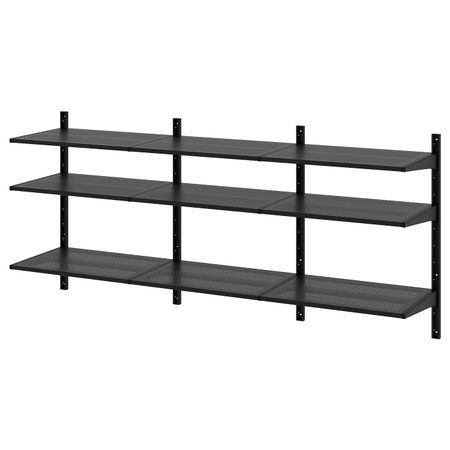 Настенная шина/полки, черный, 189x41x85 см IKEA АЛЬГОТ 793.097.27