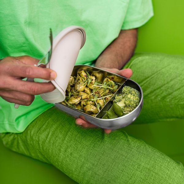 Контейнер с крышкой и разделителем, нержавеющая сталь, бежевый, 0.7 л IKEA HALVVARM ХАЛЬВВАРМ 204.972.21 - фото 9