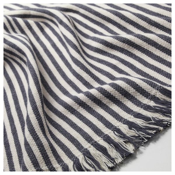 Плед ТУВАЛИ, в полоску белый, темно-серый (120x180 см) - фото 2