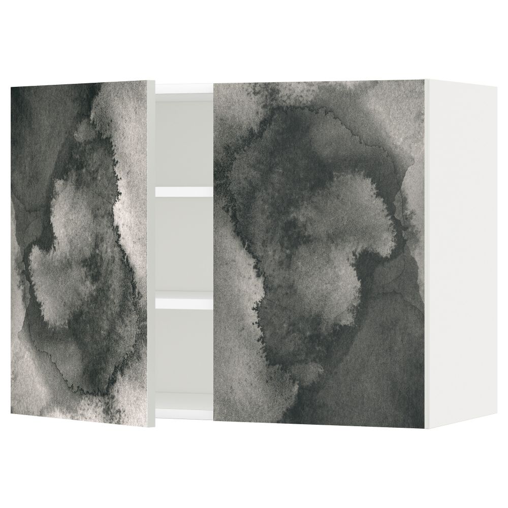 Навесной шкаф с полками, 2 дверцы МЕТОД, белый - схема-чертеж с размерами