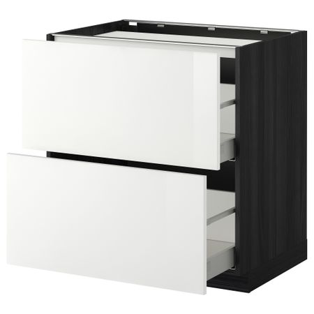 Напольный шкаф, 2 фронтальных панели, 3 ящика МЕТОД / МАКСИМЕРА, черный, Рингульт белый