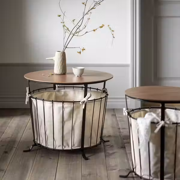 ÄNGESBYN Столик с отделениями д/хранения - чёрный/сосна светло-коричневая морилка 60 см - фото 2