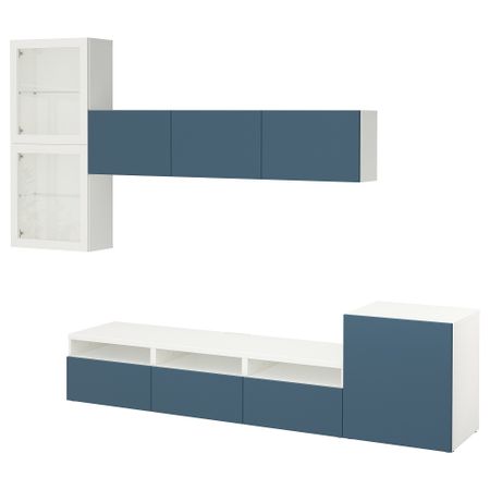 Шкаф для ТВ, комбинированный, стекляные дверцы БЕСТО, белый Вальвикен, темно-синий прозрачное стекло
