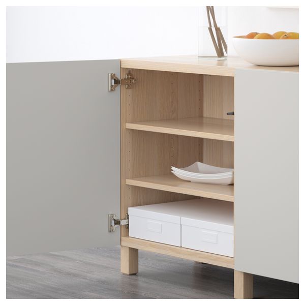 Комбинация для хранения с дверцами БЕСТО, под беленый дуб, Лаппвикен светло-серый (180x40x74 см) - схема-чертеж с размерами