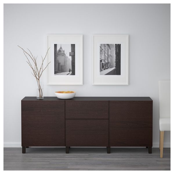 Комбинация для хранения с ящиками БЕСТО, черно-коричневый, Инвикен черно-коричневый (180x40x74 см) - фото 2