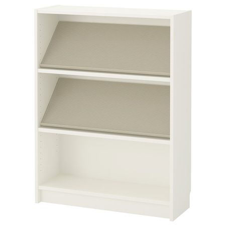 Стеллаж с наклонной полкой, белый, бежевый 80x28x106 см IKEA БИЛЛИ / БОТТНА 392.771.15