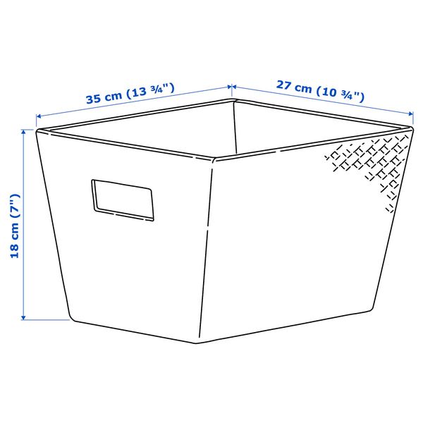 Корзина БАТТИНГ, черный (27x35x18 см) - схема-чертеж с размерами