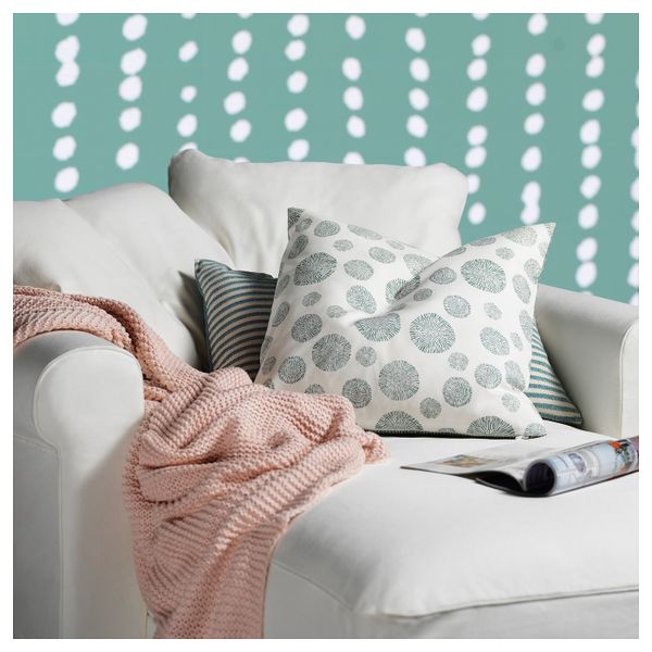 Чехол на подушку, бел/зелен, 50x50 см IKEA ТРОДПАЛЬМ 504.094.97 - схема-чертеж с размерами