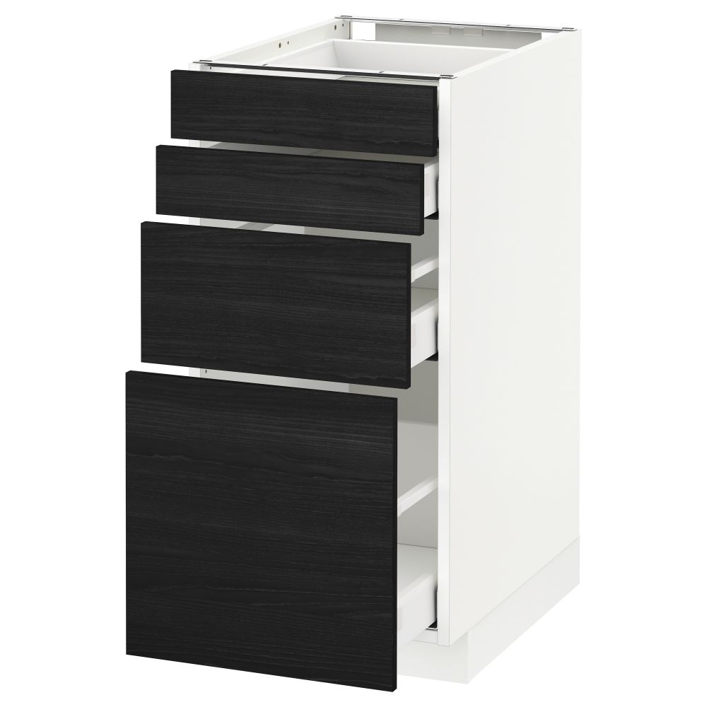 Напольный шкаф 4 фронтальных панели, 4 ящика МЕТОД / МАКСИМЕРА, белый, Тингсрид черный - схема-чертеж с размерами