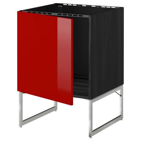 Напольный шкаф для раковины МЕТОД, черный, Рингульт красный (60x60x60 см)