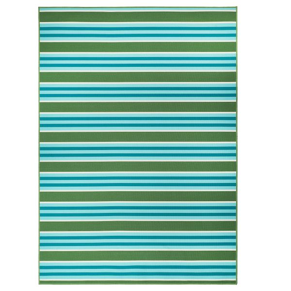 Ковер безворсовый, для/дома/улицы, в полоску, зеленый, белый 170x240 см IKEA СОММАР 2020 004.651.03 - фото 1