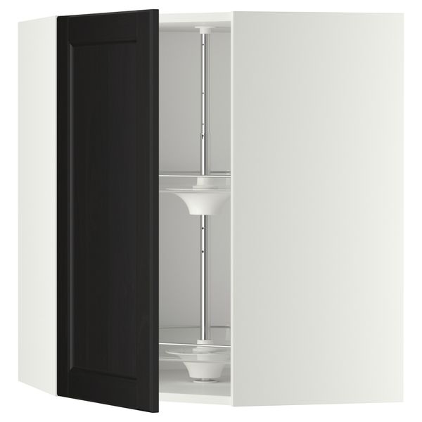 Угловой навесной шкаф с вращающейся секцией МЕТОД, белый, Лаксарби черно-коричневый - схема-чертеж с размерами