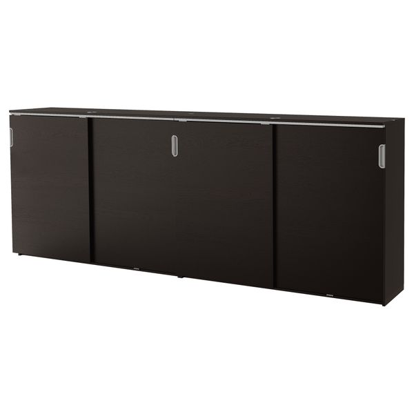 Комбинация для хранения с раздвижной дверцами ГАЛАНТ, черно-коричневый (320x120 см) - фото 1