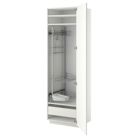 Высокий шкаф с отделением для аксессуаров, для уборки МЕТОД / ФОРВАРА, белый, Хэггеби белый