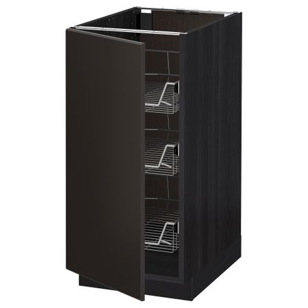 Напольный шкаф, проволочные корзины, 40x60 см, черный, Kungsbacka антрацит IKEA METOD МЕТОД 594.671.38