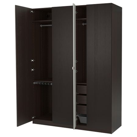 Гардероб ПАКС, черно-коричневый, Нексус Викедаль (175x60x236 см)
