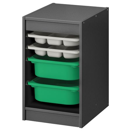 Комбинация с контейнерами и лотком, серый серый, зеленый, 34x44x56 см IKEA TROFAST ТРУФАСТ 295.161.02