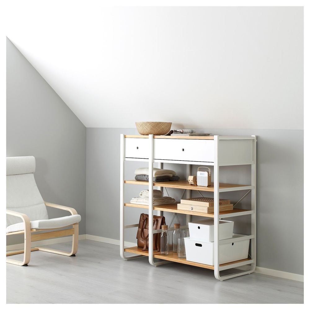 2 секции, белый, бамбук, 125x55x126 см IKEA ЭЛВАРЛИ 792.039.57 - фото 1