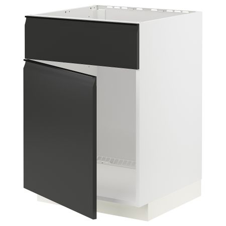 Шкаф под мойку, дверь, фасад, белый, Upplöv матовый антрацит, 60x60 см IKEA METOD МЕТОД 994.936.73