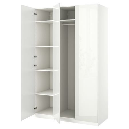 Гардероб, комбинация, белый/глянцевый белый 150x60x236 см IKEA PAX ПАКС / FARDAL ФАРДАЛЬ 094.297.47