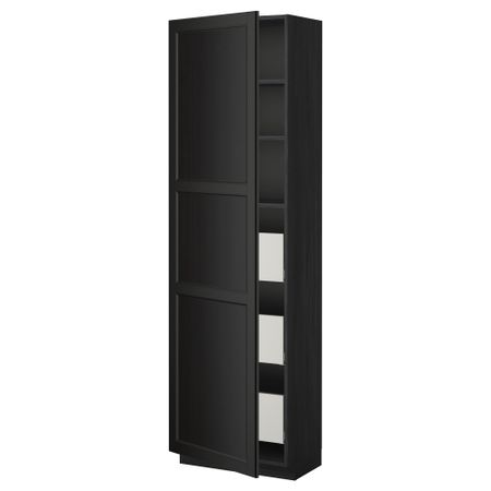 Высокий шкаф с ящиками МЕТОД / МАКСИМЕРА, черный, Лаксарби черно-коричневый