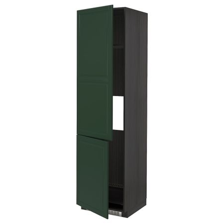 Высокий шкаф для/холод/мороз/2дверцы, черный/Будбин темно-зеленый 60x60x220 см IKEA МЕТОД 493.133.49