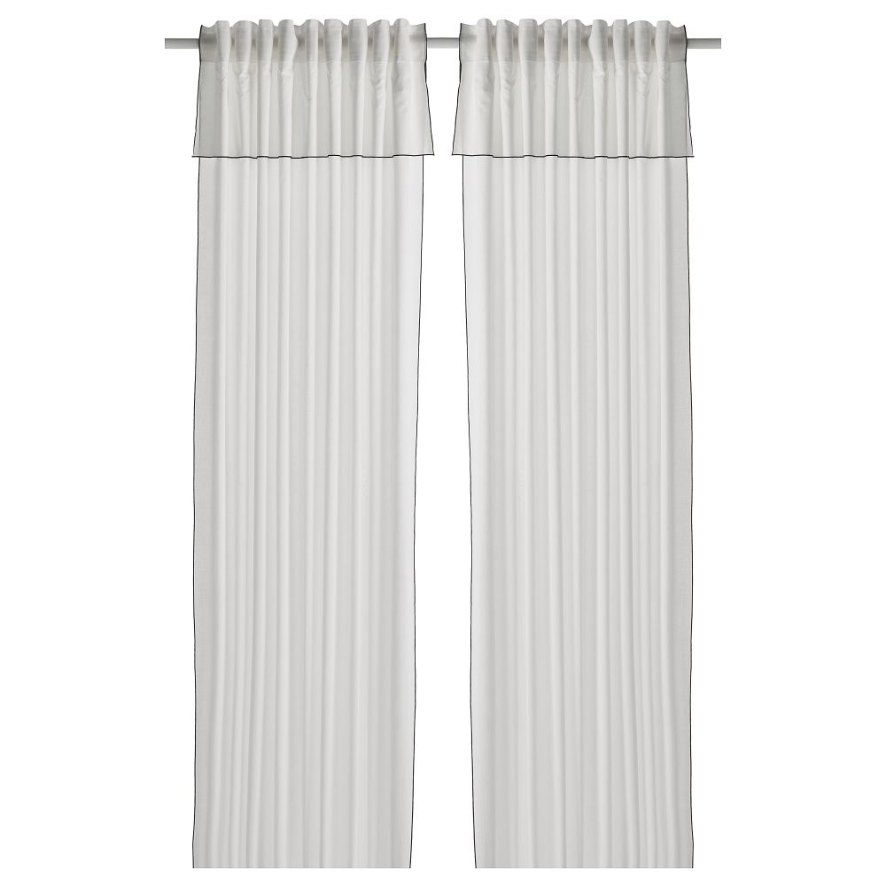 Гардины, 2 шт., 145x300 см, белый, черный IKEA MOALISA МОАЛИЗА 004.995.13 - фото 1