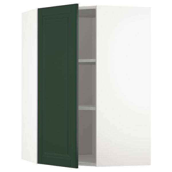 Угловой навесной шкаф с полками, белый/Будбин темно-зеленый 68x100 см IKEA METOD МЕТОД 293.123.22 - фото 1