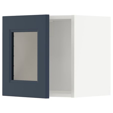 Навесной шкаф со стеклянной дверцей, белый Акстад/матовая поверхность синий 40x40 см IKEA METOD МЕТОД 194.456.00