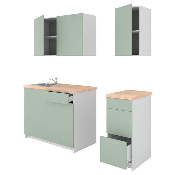 Кухня, серо-зеленый 160x61x220 см IKEA KNOXHULT КНОКСХУЛЬТ 394.091.87 - фото 1
