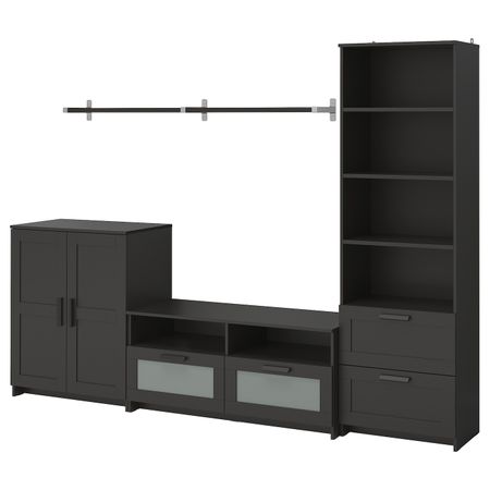 Шкаф для ТВ, комбинация, черный 258x41x190 см IKEA BRIMNES БРИМНЭС / BERGSHULT БЕРГСХУЛЬТ 893.986.95