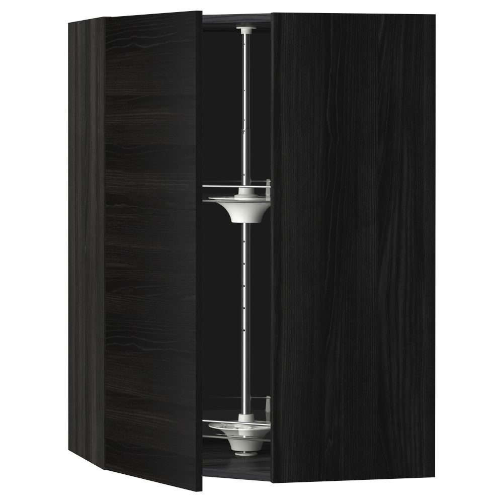 Угловой навесной шкаф с вращающейся секцией МЕТОД, черный, Тингсрид черный - схема-чертеж с размерами