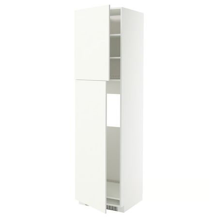 METOD Высокий шкаф д/холодильника/2дверцы - белый/Vallstena белый 60x60x220 см