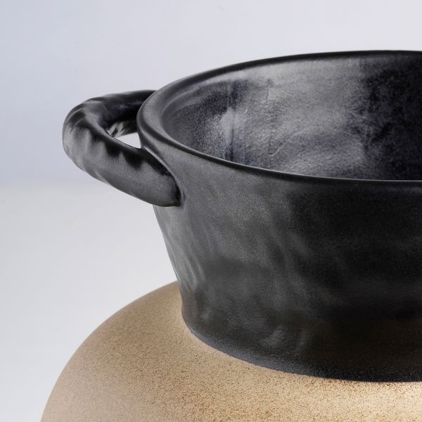 Ваза, бежевый черный/ручная работа 21 см IKEA LOKALT ЛОКАЛЬТ 904.978.97 - фото 2