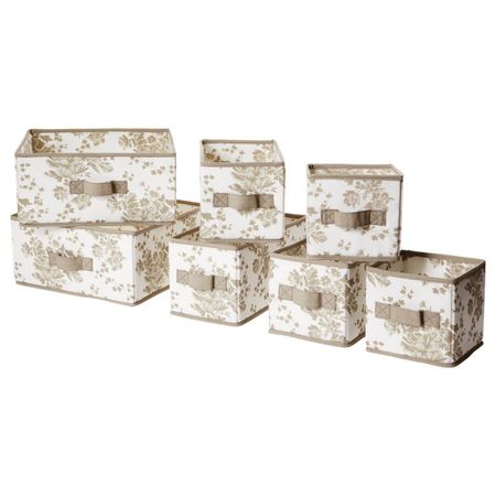 Коробка, 7 шт., бежевый, белый цветок IKEA ГАРНИТУР 103.804.91